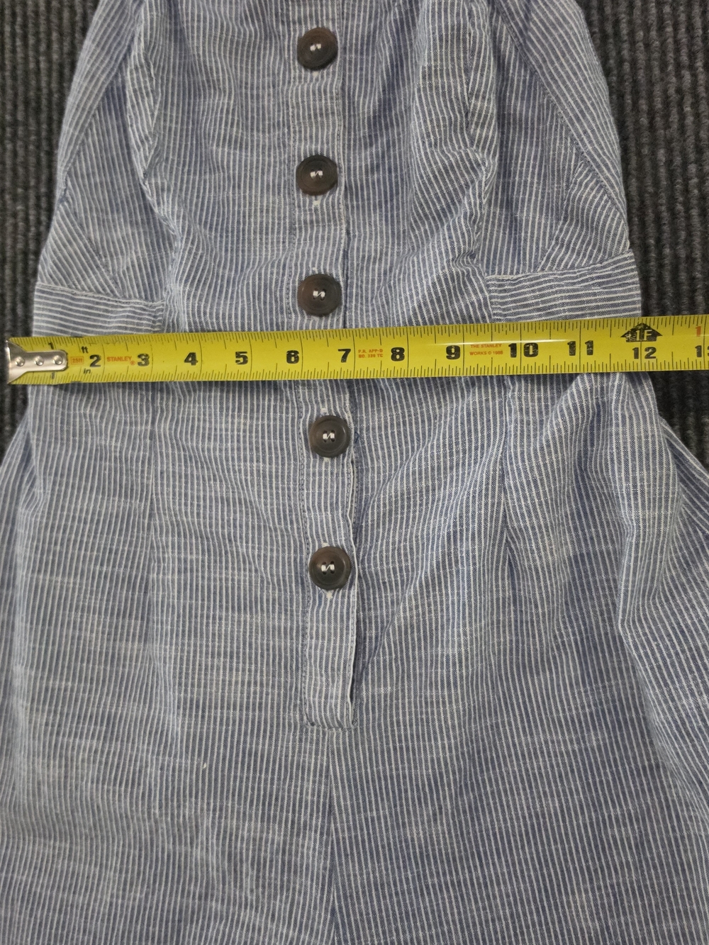 Wide-Leg Button-Front Jumpsuit - Light Blue Pinstripe - Picture 4 of 7